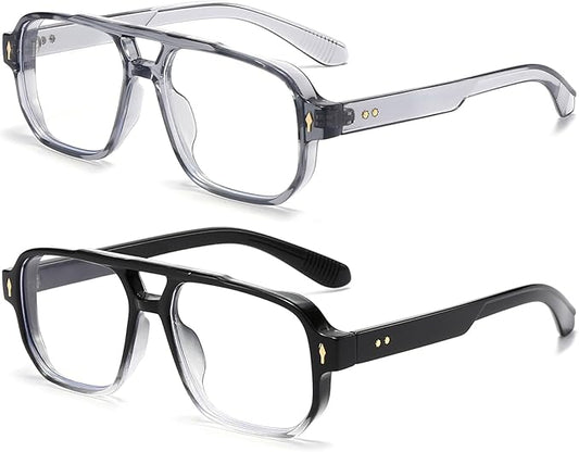 PORADAY Blue Light Blocking Glasses for Women Men 70s Retro Square Aviator Eyeglasses Rectangle Computer Eyewear