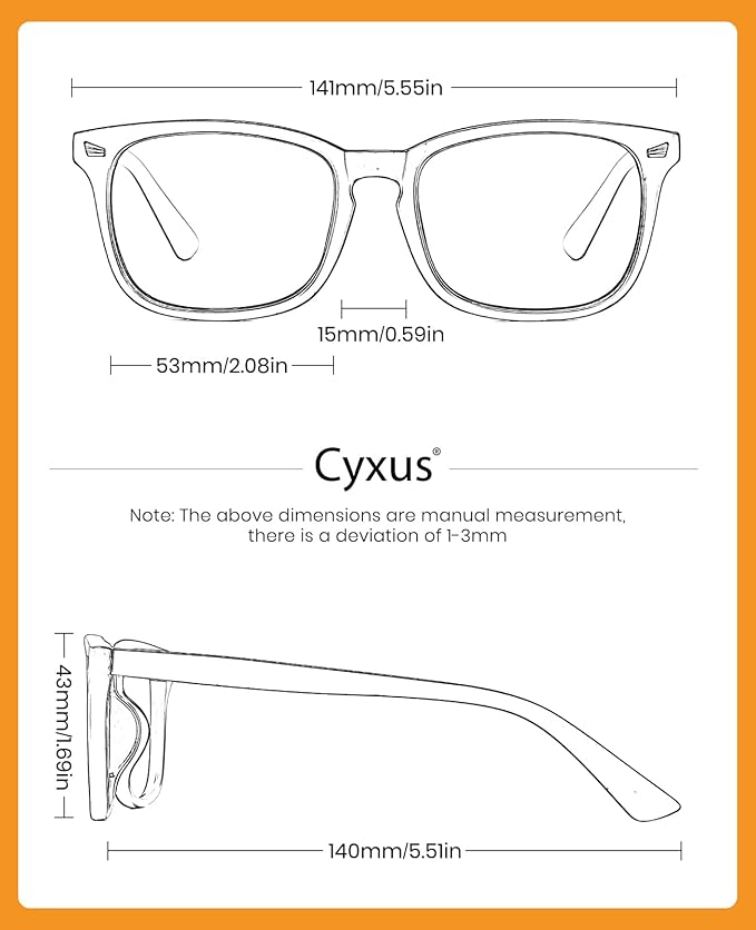 Cyxus Blue Light Glasses Men Women Reduce Eye Strain UV Blocking for Office Work Computer Screen 8082