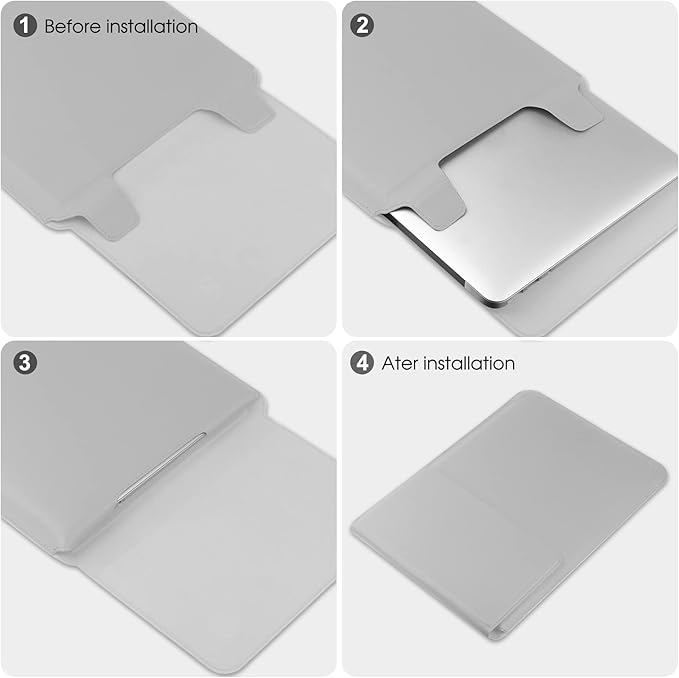 HoYiXi 14 Inch Laptop Sleeve Case Leather Bag with Stand Compatible with Mac Book Pro 14 2021/ASUS Vivobook 14/HP Pavilion X360/IdeaPad 14/Dell HP ASUS Acer Huawei Matebook 14'' PC, Silver