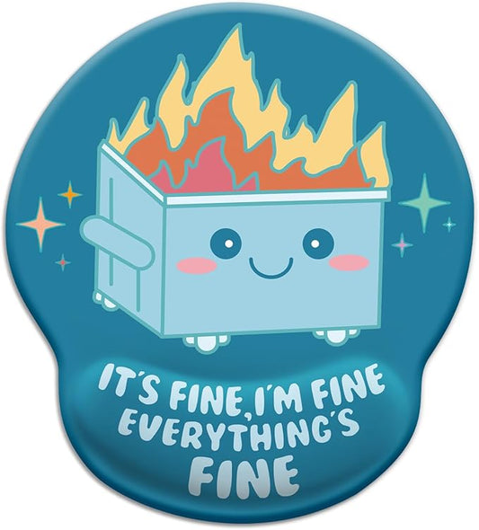 Blusabaca Dumpster on Fire Mouse Pad with Wrist Rest, Funny Cute Ergonomic Mouse Pads for Desk Wrist Support, Mousepad for Wireless Mouse Gaming Work Home Desk Accessories Office Supplies Decor Women