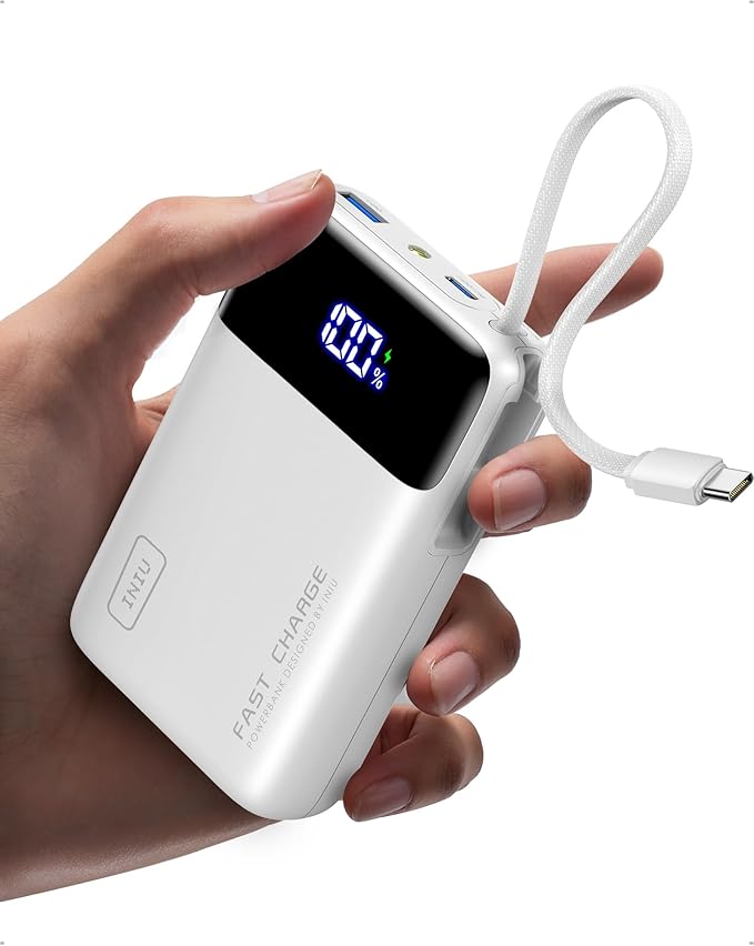 INIU Portable Charger, Small 20000mAh Power Bank with Built-in USB-C, 45W Fast Charging Flight Travel Emergency, for Family Students Women Men Kid Girl Boy