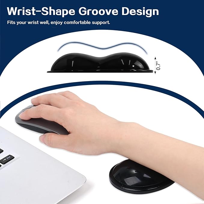Gel Keyboard & Mouse Wrist Rest Set - Keyboard Wrist Rest Pad & Mouse Support for Office Gaming Pad Computer Laptop Ergonomic Comfortable Pain Relief- Pad Set (Mouse Support Only)