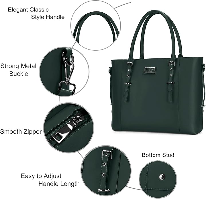 MOSISO Laptop Bag for Women, Waterproof Vintage PU Leather Briefcase Shoulder Computer Laptop Tote Bag for Office Work