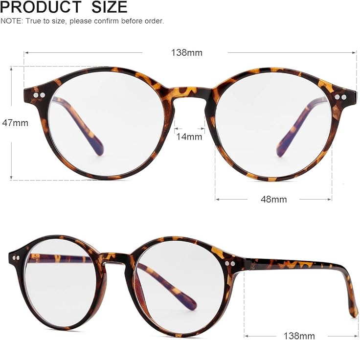 Gleyemor Blue Light Glasses for Men Women, Vintage Round Frame Computer Eyeglasses