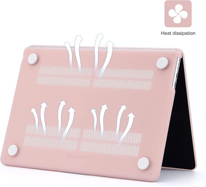 EooCoo Case Compatible with MacBook Air 13 inch M5 2026-2022 Release M4 M3 M2 A3449 A3240 A3113 A2681, Hard Shell&Keyboard Skin Cover&Screen Protector for Mac Air 13.6 inch, Matte Dusty Pink