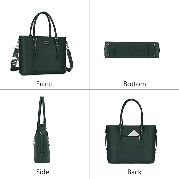 MOSISO Laptop Bag for Women, Waterproof Vintage PU Leather Briefcase Shoulder Computer Laptop Tote Bag for Office Work