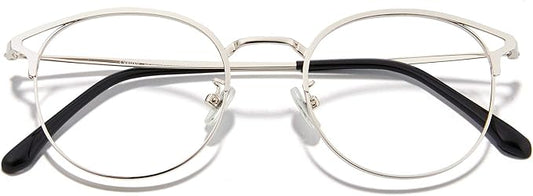 Cyxus Blue Light Glasses for Men and Women, Round Metal Frame Computer Eyeglasses for Office, Gaming, Reading 8090