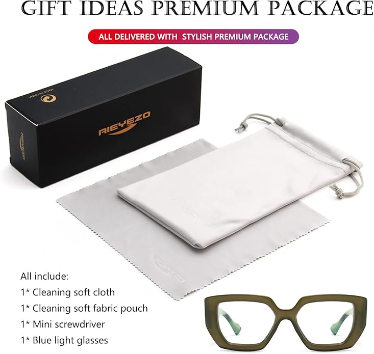 AIEYEZO Thick Frame Blue Light Glasses Men Women, Fashion Square Computer Eyeglass Anti Eyestrain & Prevent Headache