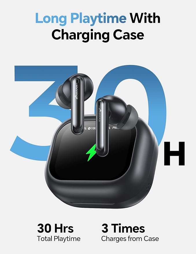 Wireless Bluetooth Earbuds: 13mm Drivers Hi-Fi Deep Bass, 30H Playtime, Touchscreen Control, Mic for Calls, IPX5 Water-Resistant, Comfortable Fit, Birthday Gifts for Adults/Teens/Men, Black