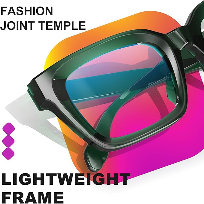 VISOONE Chunky Square Blue Light Blocking Glasses with Anti Computer Glare for Working Women Men MONTANA