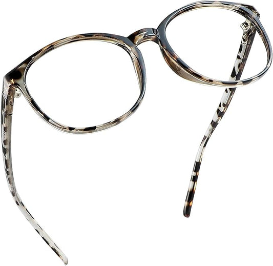 LifeArt Round Blue Light Blocking Glasses, Computer Glasses, Gaming Glasses, TV Glasses for Women Men (Leopard, 4.00 Magnification)