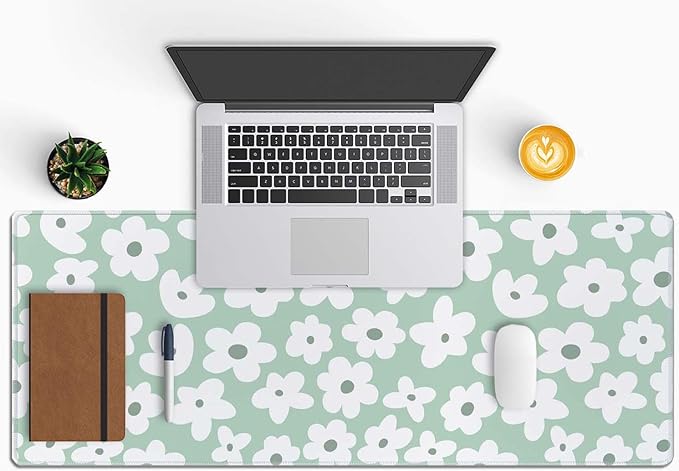 Desk Mat, Large Desk Pad Large Mouse Pad Cute Desk Accessories Home Office Essentials XL Desk Mat Desk Pad Mat for Keyboard Mouse Desk Pads On Top of Desks Computer Cute Groovy Flowers