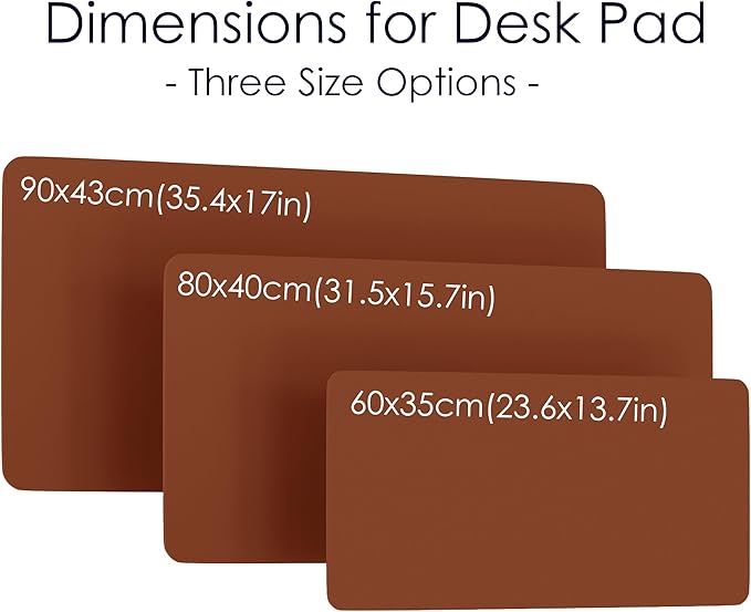 WAYBER Leather Desk Pad Protector, Waterproof Mouse Pad, PU Desk Mat, Office Desk Cover, Desk Writing Mat for Office/Home/Work/Cubicle (Brown/Gray) 35.4x17in