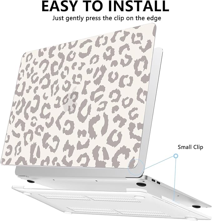 AKIT Compatible with MacBook Air 13 Inch Case M1 2022-2020 2019 2018 A2337 A2179 A1932, Pattern Hard Shell Laptop Case+Screen Protector+Keyboard Cover for Mac Book Air 13.3 Inch, Leopard Grey