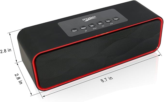 Portable Bluetooth Stereo Speaker, with 10W Acoustic Drivers,FM Radio & Handsfree Speakerphone, Slots for Micro SD Card & USB & AUX, for Smart Phone, MP3, iPad, Tablet & More