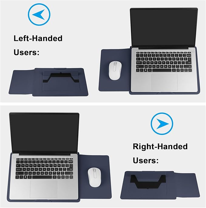 HoYiXi 15.6" Laptop Sleeve Case PU Leather with Stand Compatible with MacBook Pro 16/15.4'' MacBook Pro 15, Mac Air 15/ Dell, Matebook,Asus,15-16'' Laptop Bag,(Patent Pending),Blue