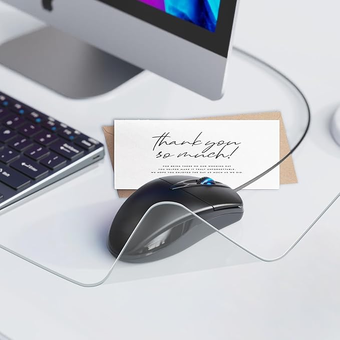 Clear Desk Mat, Clear Writing Desk Pad, Desk Protector Mat with Round Edge, Heat Resistant & Waterproof Writing Desk Table Protector for Home and Office (23.6" x 13.8")