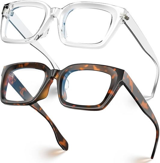 VISOONE Chunky Square Blue Light Blocking Glasses with Anti Computer Glare for Working Women Men MONTANA