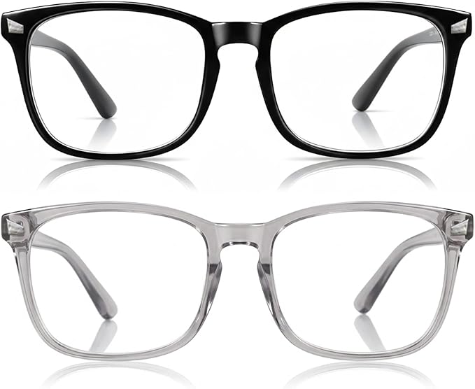 2 Packs Professional Sleep Glasses with 97.6% Blue Light Blocking Dual AR Coatings Clear Lens, Computer Gaming Glasses for Men Women, Anti Fatigue & Eye Strain