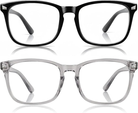 2 Packs Professional Sleep Glasses with 97.6% Blue Light Blocking Dual AR Coatings Clear Lens, Computer Gaming Glasses for Men Women, Anti Fatigue & Eye Strain
