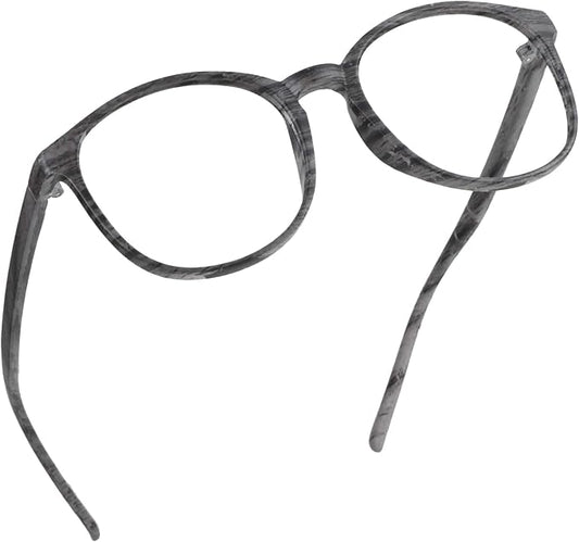LifeArt Round Blue Light Blocking Glasses, Computer Glasses, Gaming Glasses, TV Glasses for Women Men (Wood, 3.25 Magnification)