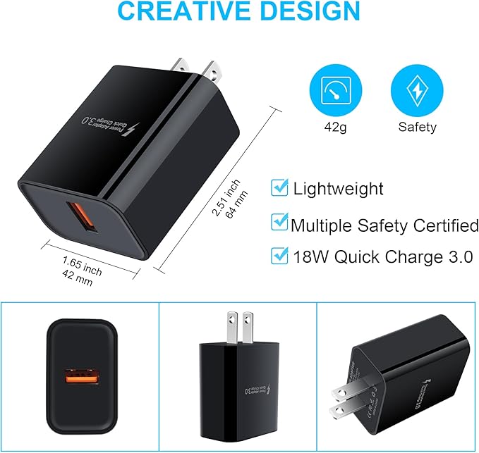 Adaptive Fast Charger for Samsung Galaxy S26 S25 Ultra S25 FE S24 S23 S22 S22+ S22 Ultra S21 S20 FE S10 A16 A15 A56 A36 A21 A51 A11 Note 20, 18W Quick Charge Wall Charger Type C Fast Charging Cable