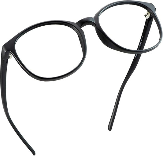 LifeArt Round Blue Light Blocking Glasses, Computer Glasses, Gaming Glasses, TV Glasses for Women Men (Black, 1.50 Magnification)