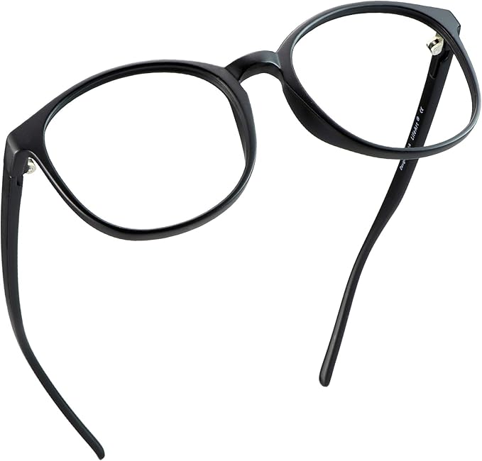 LifeArt Round Blue Light Blocking Glasses, Computer Glasses, Gaming Glasses, TV Glasses for Women Men (Black, 2.50 Magnification)