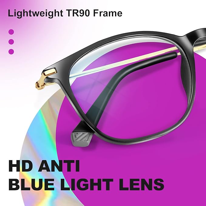 VISOONE Anti Slip TR90 Blue Light Blocking Glasses Size M Eyewear Frame with Anti Glare Eye Protection for Women GaeL