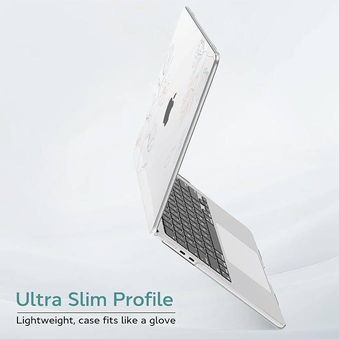 B BELK Compatible with MacBook Air 13 inch Case M5 2026 2025 2024-2022 M4 M3 M2 A3449 A3240 A3113 A2681, Plastic Hard Shell+Keyboard Cover+Screen Protector for MacBook Air 13.6 inch Case,Etched Floral