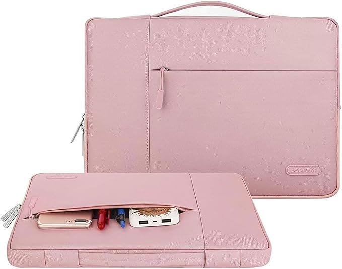 MOSISO Laptop Case 12.3 inch, 11.6-12.3 inch Laptop Sleeve with Handle Compatible with MacBook Air 11, Acer HP Dell Lenovo Samsung ASUS, Surface Pro, Polyester Multifunctional Computer Bag, Pink