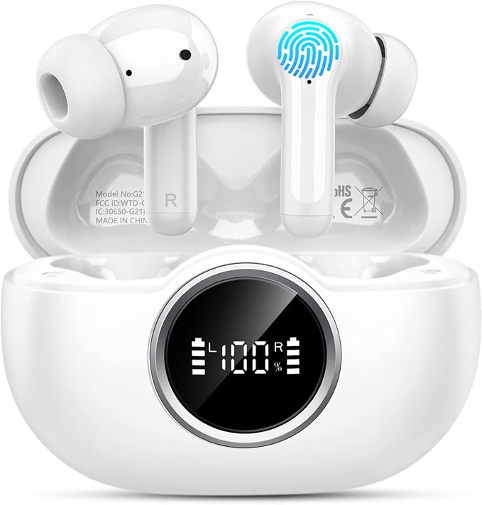 Wireless Headphones, 2026 3D-Stereo Bluetooth 5.4 Earbuds Bass Ear Bud, 4 ENC Noise Cancelling Mic, 40+Hrs USB-C Earphone in-Ear, IP-X7 Waterproof Headset Sport Workout for Laptop Pad Android iOS