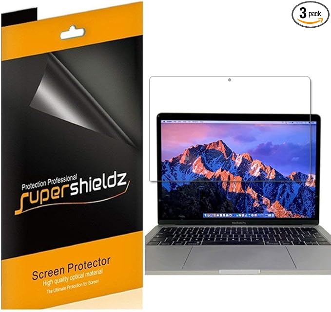 Supershieldz (3 Pack) Designed for MacBook Pro 15 inch (2019 2018 2017 2016 Released) Model A1707 A1990 Screen Protector, 0.23mm High Definition Clear Shield (PET)