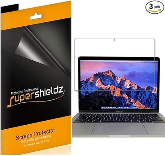 Supershieldz (3 Pack) Designed for MacBook Pro 15 inch (2019 2018 2017 2016 Released) Model A1707 A1990 Screen Protector, 0.23mm High Definition Clear Shield (PET)