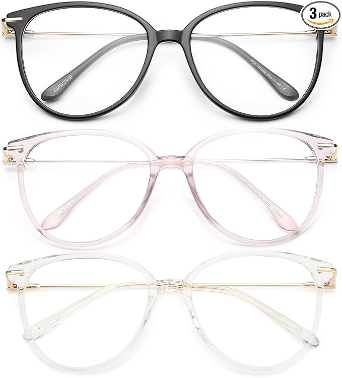 Gaoye Blue Light Blocking Glasses - Trending Round TR90 Frames, Metal Arms, UV400 Protection - Matching Soft Case