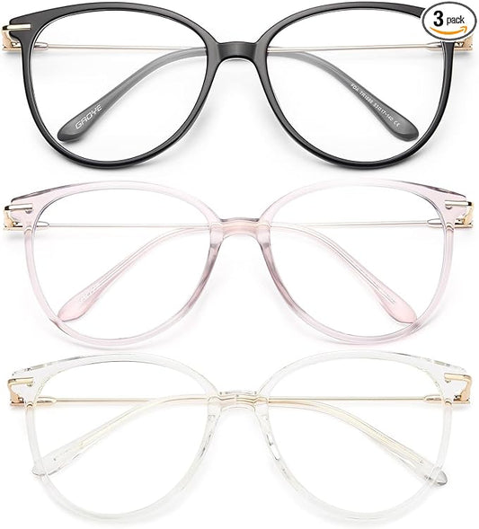 Gaoye Blue Light Blocking Glasses - Trending Round TR90 Frames, Metal Arms, UV400 Protection - Matching Soft Case