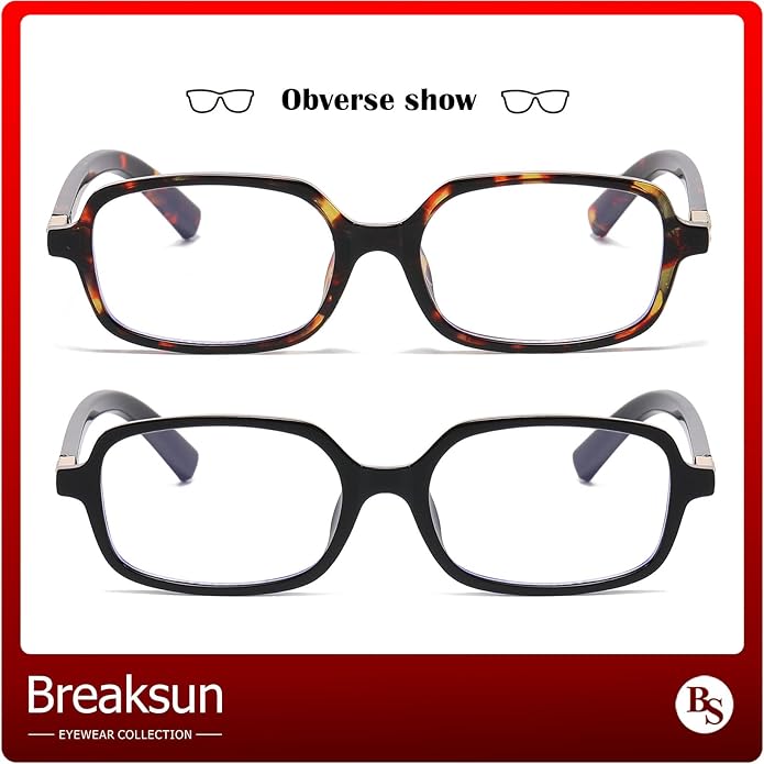 Breaksun Retro Rectangle Glasses for Women Men Small Square Blue Light Blocking Glasses Vintage Eyeglasses