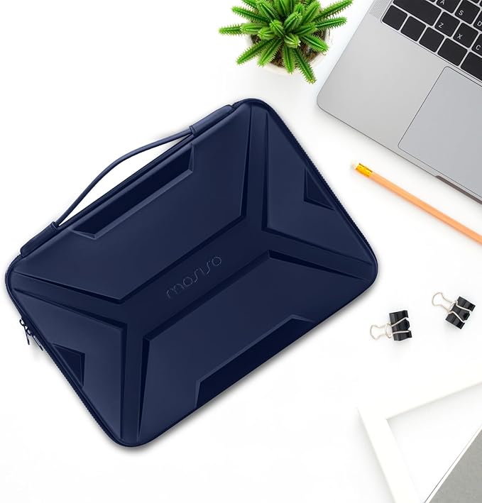 MOSISO 15-16 inch Laptop Hard Case, 15.6 inch Waterproof Shockproof Computer Bag Compatible with MacBook HP Dell,Artistic Geometric EVA Carrying Sleeve Laptop Case Hard Shell with Handle, Navy Blue