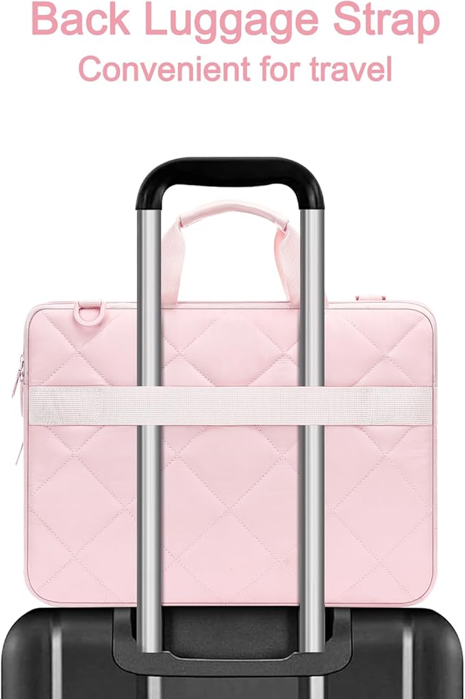 MOSISO 360 Protective Laptop Shoulder Bag, 15-15.6 inch Double Layer Fluffy Padded Laptop Bag with Anti-theft Zipper Compatible with MacBook Pro 16 inch, HP, Dell, Lenovo, Asus Notebook, Pink