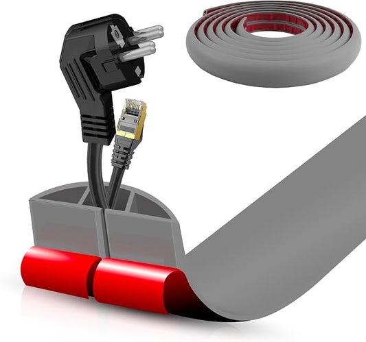 Floor Cord Cover Self Adhesive Cord Hider,10FT Cable Management, Extension Strip Protector for Wires, Prevent Cable Trips for Offices, Gyms, Exhibitions Cavity:0.47"(W) x 0.35"(H) Gray by DBHXXMB-HH