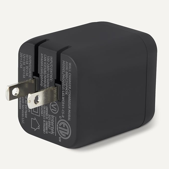 Amazon Basics Fast Charging USB C Nano GaN Wall Charger, 65W 1-Port PD 3.1 for Laptops Tablets Phones, Black