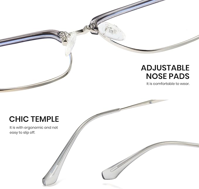 Cyxus Retro Blue Light Glasses Men - Square TR90 Metal Blowline Frame Stylish Trendy for Computer Daily Work 8252