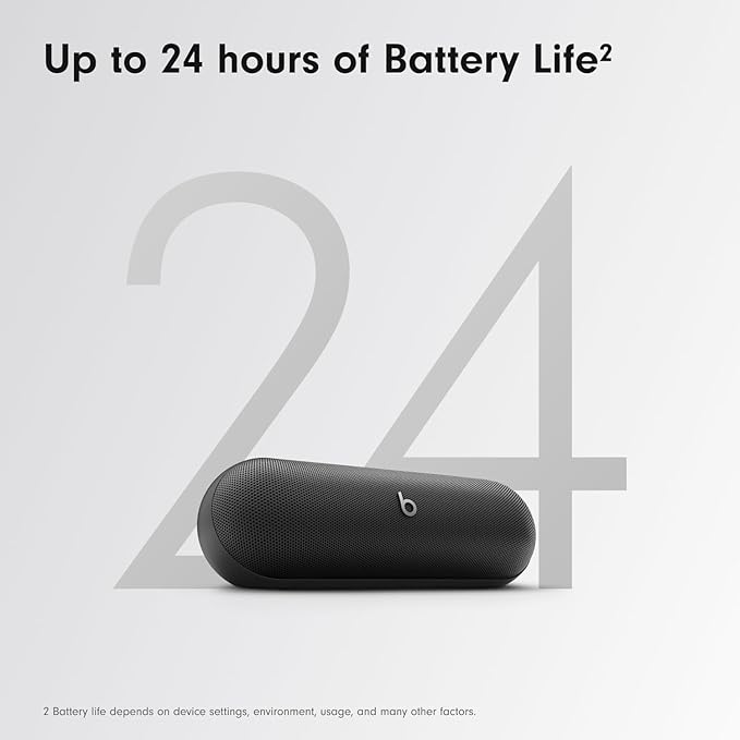 Beats Pill - Portable Bluetooth Speaker - Up to 24H Battery Life, Water Resistant, Bluetooth, Apple & Android Compatible, Seriously Loud Sound for Home, Outdoor and Travel - Matte Black