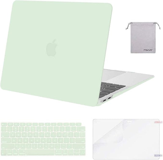 MOSISO Compatible with MacBook Air 13 inch Case M1 Chip 2021-2018 Release A2337 A2179 A1932, Plastic Hard Shell&Keyboard Cover&Screen Film&Storage Bag for MacBook Air 13.3 inch Case, Honeydew Green