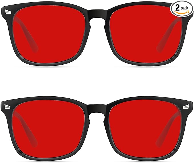 Red Lens Glasses Blue Light Glasses for Men Women - 99.9% Red Glasses Blue Light Blocking for Computer,Gaming,TV,Phone Screens - 2 Pair