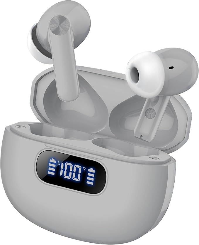 Wireless Earbuds, Bluetooth 5.3 Headphones LED Power Display, 2025 New Wireless Earphones, 4 ENC Noise Cancelling Mic, HiFi Stereo, 48H Playtime Mini Case IP7 Waterproof for iOS Android