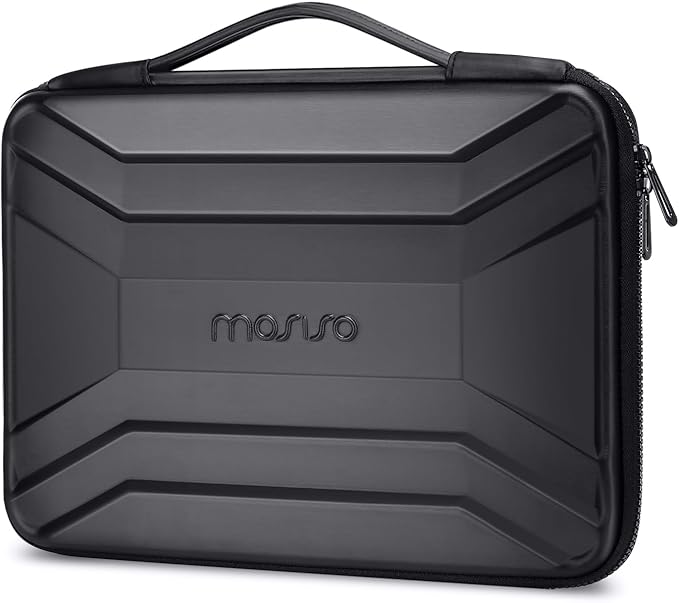 MOSISO 15-16 inch Laptop Hard Case, 15.6 inch Waterproof Shockproof Computer Bag Compatible with MacBook HP Dell, Symmetrical Trapezoid EVA Carrying Laptop Sleeve Hard Shell with Handle, Black