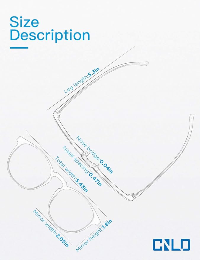 CNLO Blue Light Blocking Glasses,Computer Glasses,Anti Eyestrain, Lightweight Frame Eyeglasses,Men/Women… (Black)