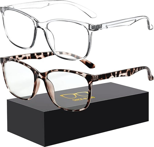 Oilway Blue-Light Blocking Glasses Computer Reading/Gaming/TV/Phones Glasses Fashion Anti Eyestrain Glasses for Women Men（B2 Douhua + Transparent）