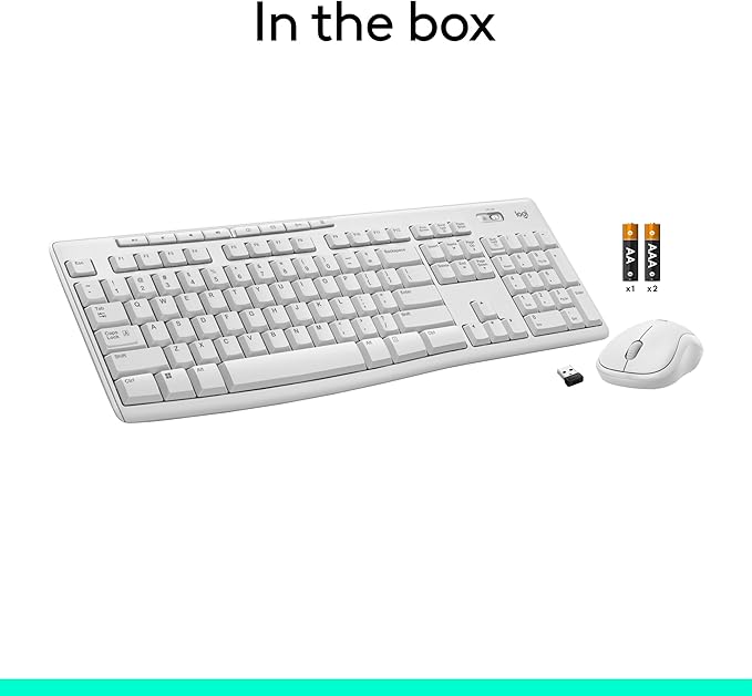 Logitech MK270 Wireless Keyboard and Mouse Combo for Windows, 2.4 GHz Wireless, Compact Mouse, 8 Multimedia and Shortcut Keys, 2-Year Battery Life, for PC, Laptop - White